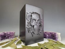 Load image into Gallery viewer, Midnight Black Skull and Roses Cremation Urn
